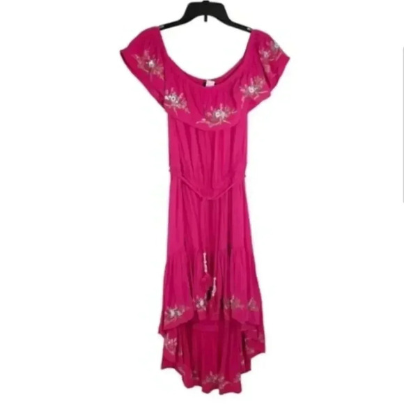{Venus} Hot Pink Embroidered High-Low Dress Size 12 - Picture 4 of 10